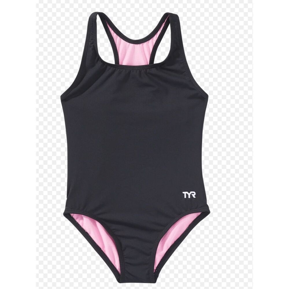 TYR Durafast Lite® Girl's Maxfit Swimsuit - Ella, Black/Pink, Size 10-12, NWT